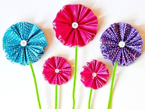 Cup Cake Liners' Flower Crafts Ideas