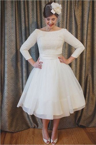 Valtis Neck Short Bridal Dress