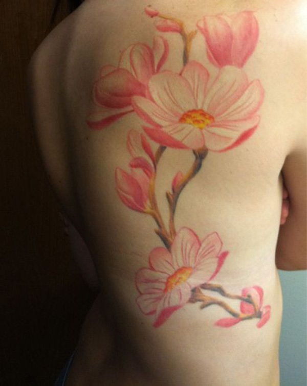Magnolia back tattoo