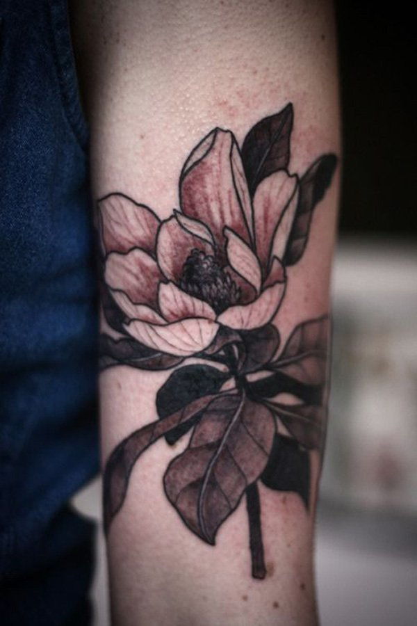 Magnolia tattoo by Alice Carrier