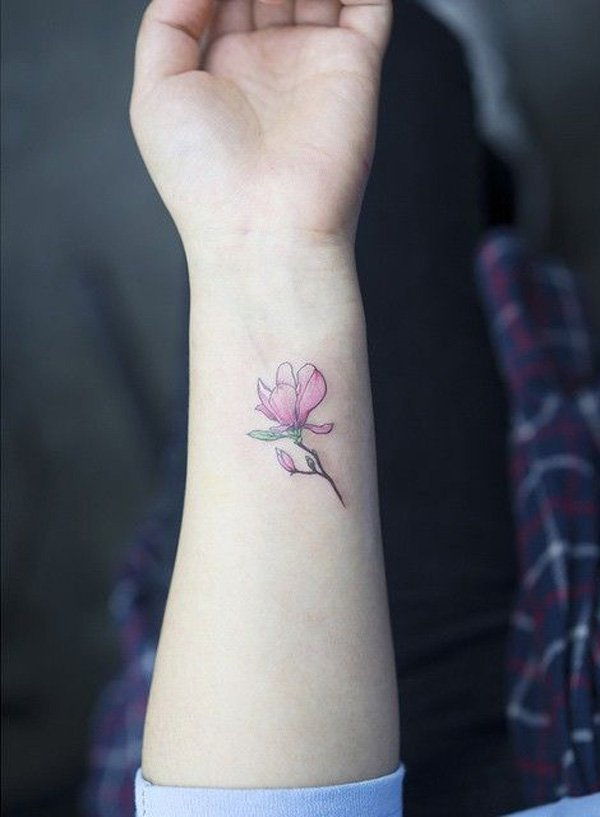 Magnolia tattoo on wrist