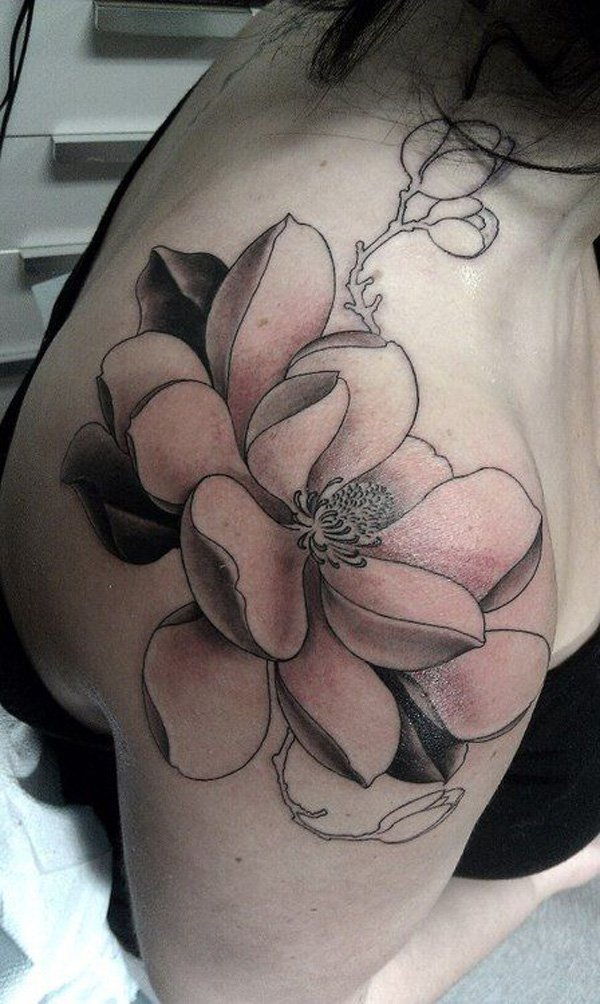 magnolia tattoos black and white