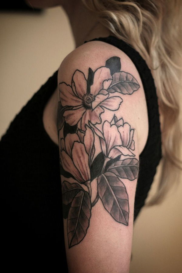 Magnolias shouder tattoo
