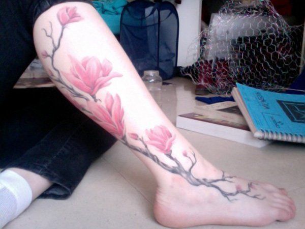 magnolia flower lag tattoo