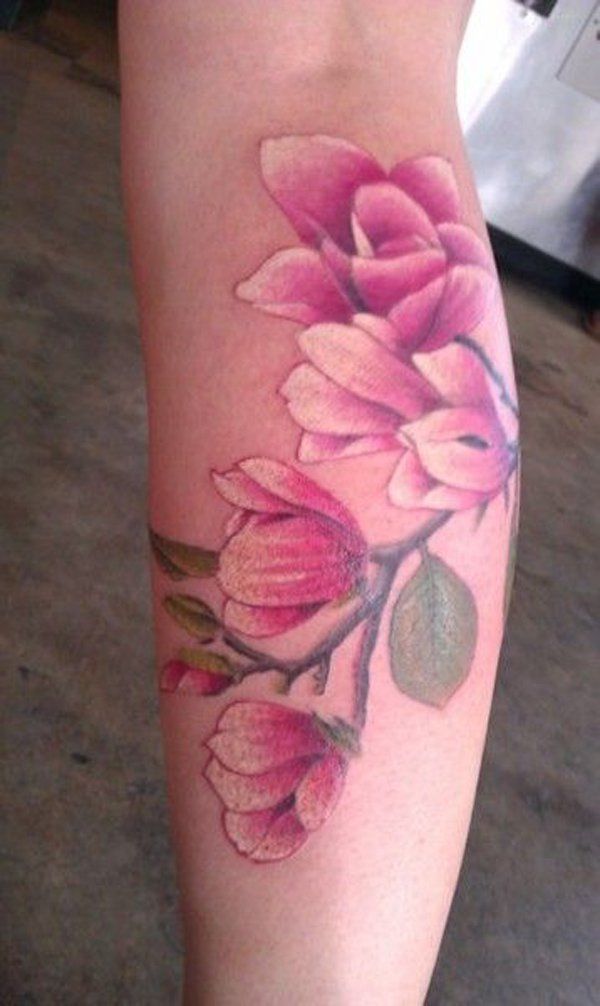 Magnolia watercolor tattoo.