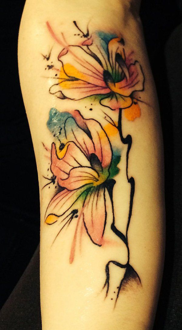 Water color magnolia tattoo