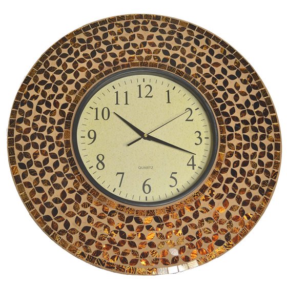 Borostyán Flower Mosaic Wall Clock