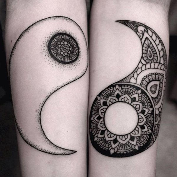 Matching mandala yin yang tattoos-47