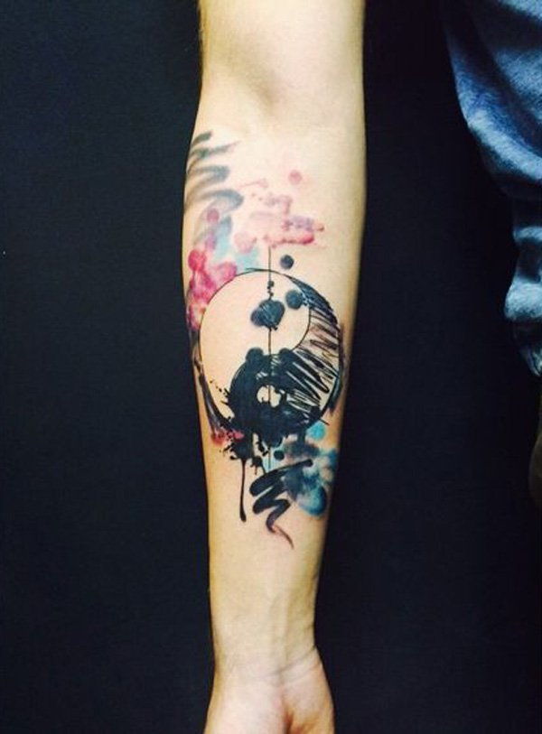 akvarel yin yang sleeve tattoo-35