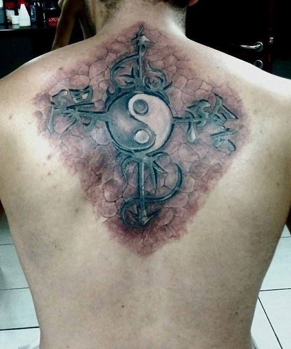 yin yang back tattoo for men-49
