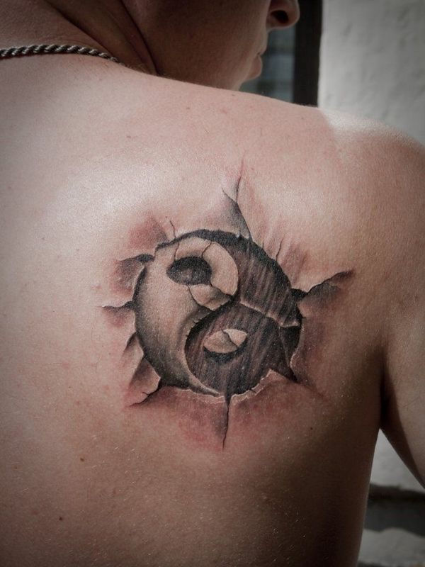 3D yin yang back tattoo for men-17