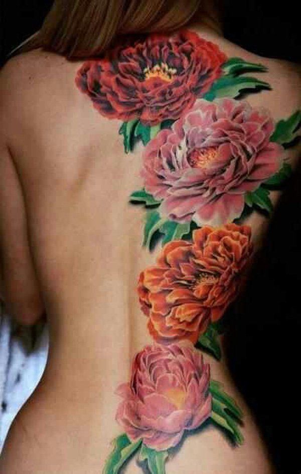 33 awesome large peony watercolor half back tattoos