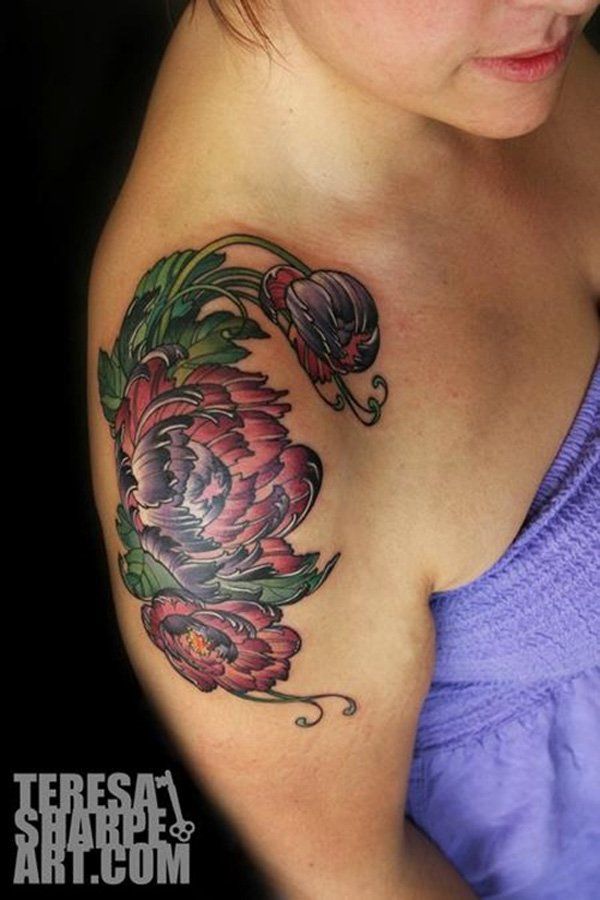 34 peony flower tattoo