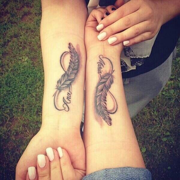 infinit feather sister tattoos