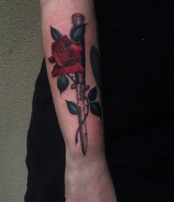 sabie with rose tattoo on sleeve-23