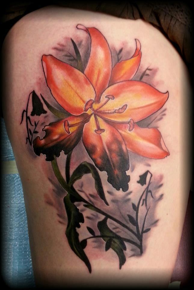 Galben lily Tattoo by Rodney Eckenberger
