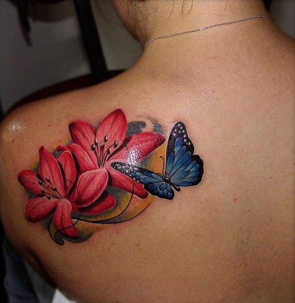 valószerű Butterfly Tattoos on Shoulder