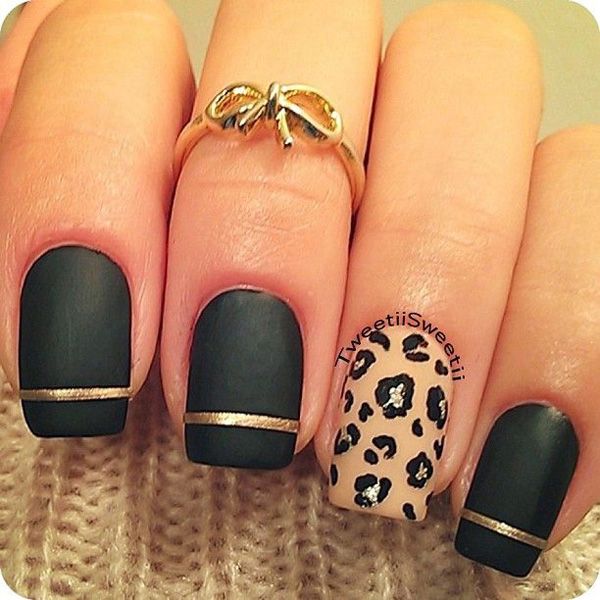 Fekete and Leopard Metallic Manicures
