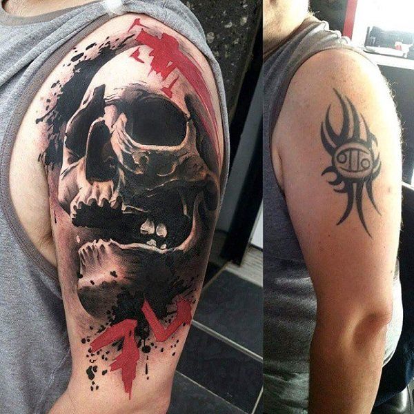 3D Skull cover up tattoo-34