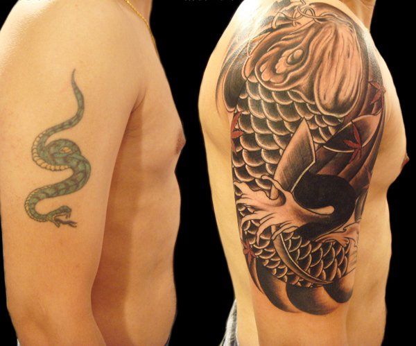 Koi fish tattoo cover up-27