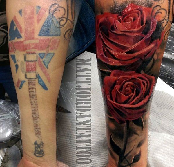 Rose cover up tattoo by Matt Jordan-2