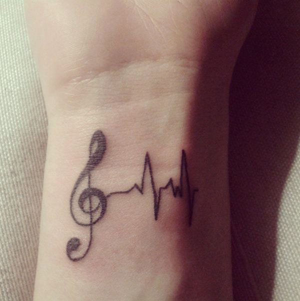47 Music tattoo on wirst