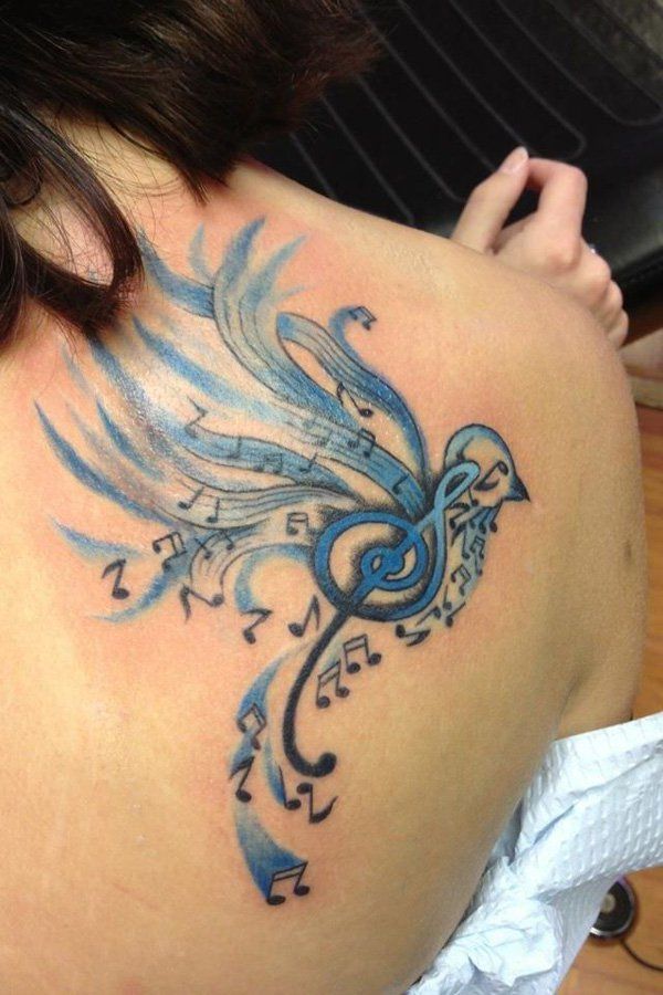 54 Music bird tattoo