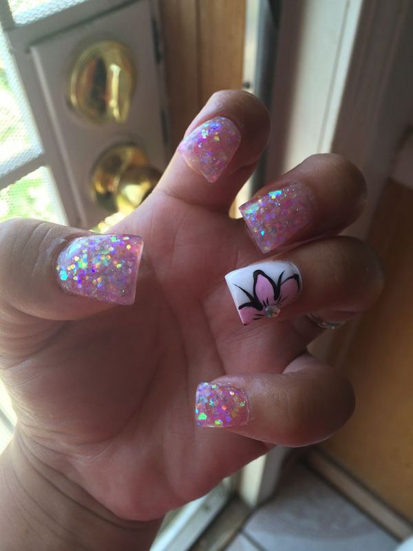 pink glitter nail-4