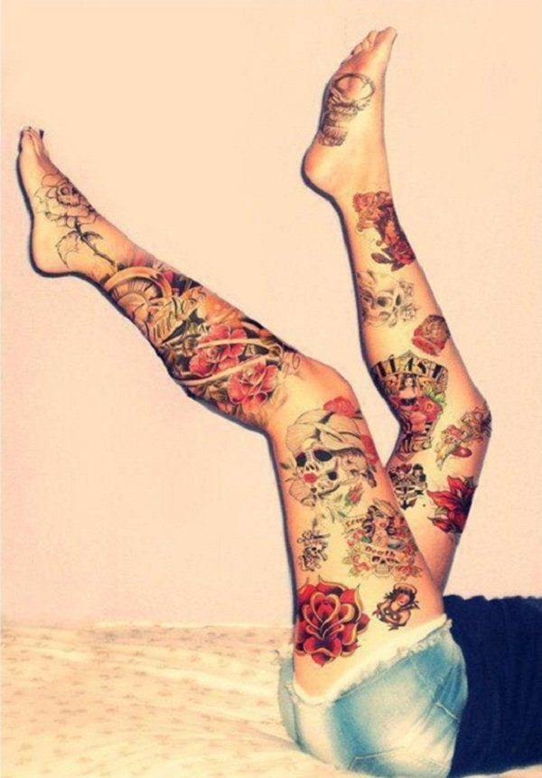 deplin leg tattoo for women