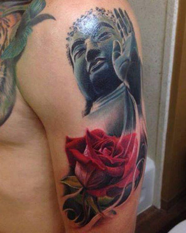 Buda and rose Tattoo-3