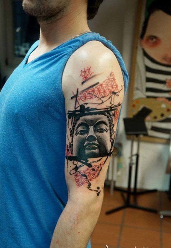 Buddha poratrait sleeve tattoo-19