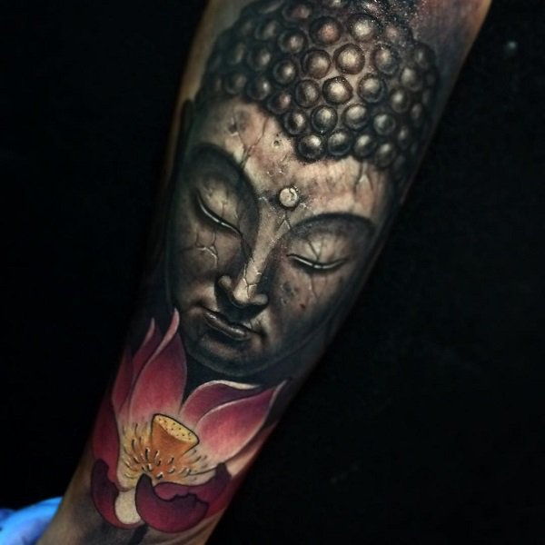 Buddha portrait and louts tattoo-13
