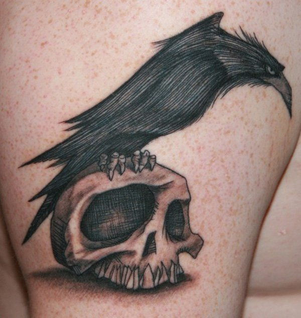 Corb and Skull Tattoo-19