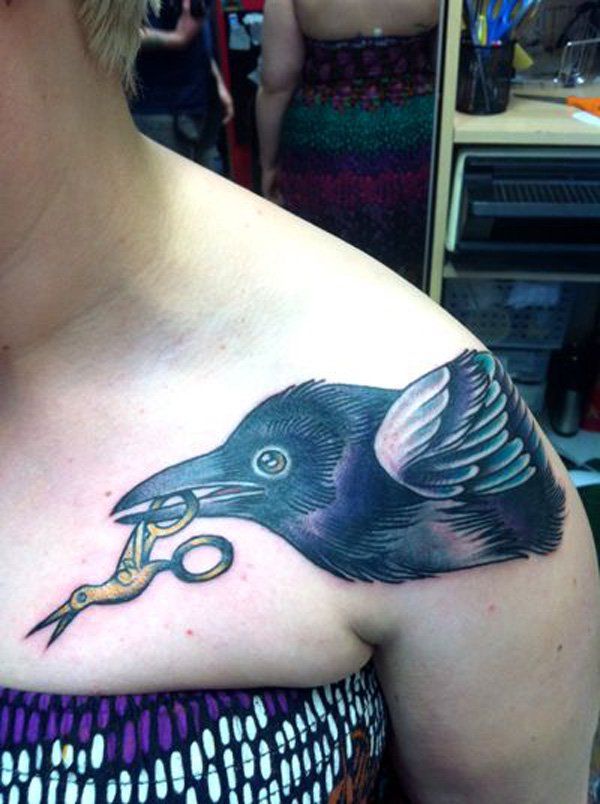 Raven Tattoo on shoulder-58