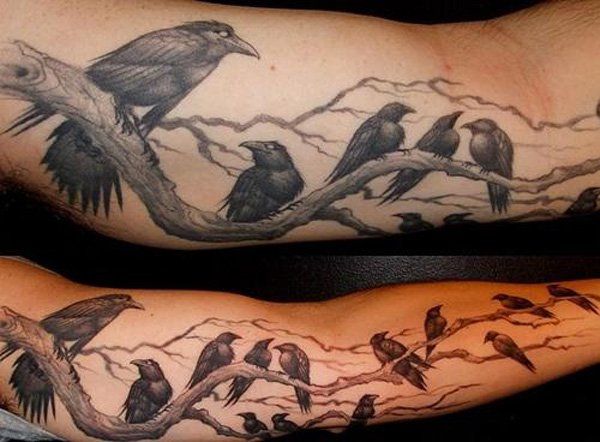 Ravens Tattoo on Sleeve-55