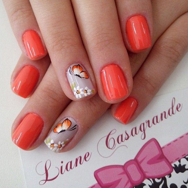 Orange and butterfly nial art for summer-23