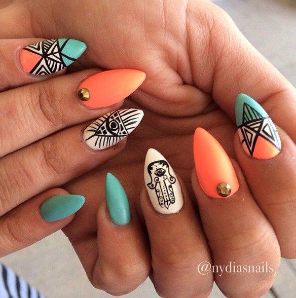 tribal-stiletto-nails