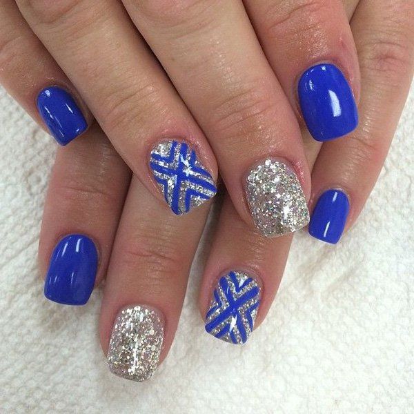 Blue, Silver and White Nail Art for Summer-28