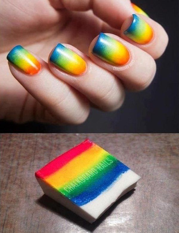 Sponge Rainbow Nail Art Design for Summer-2