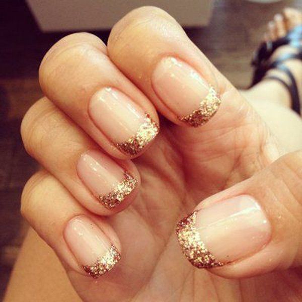 35 gold bling french manicure
