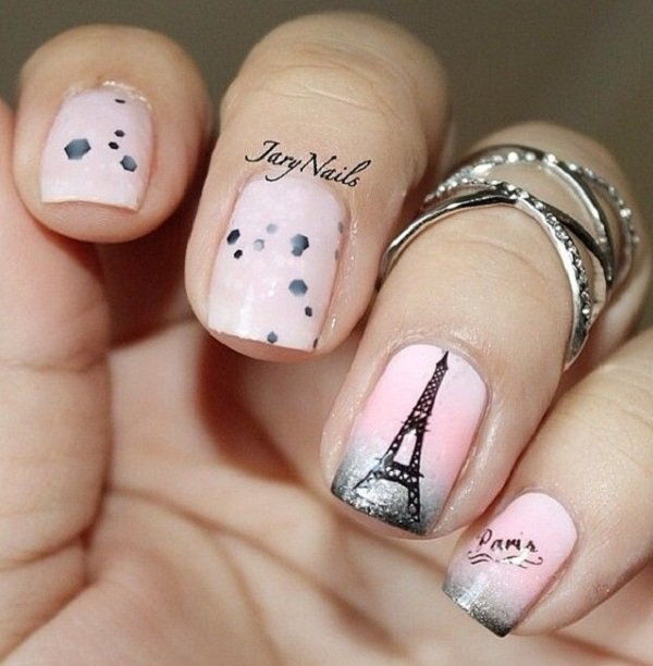 Roza and Eiffel Tower - romantic French maricure - 600