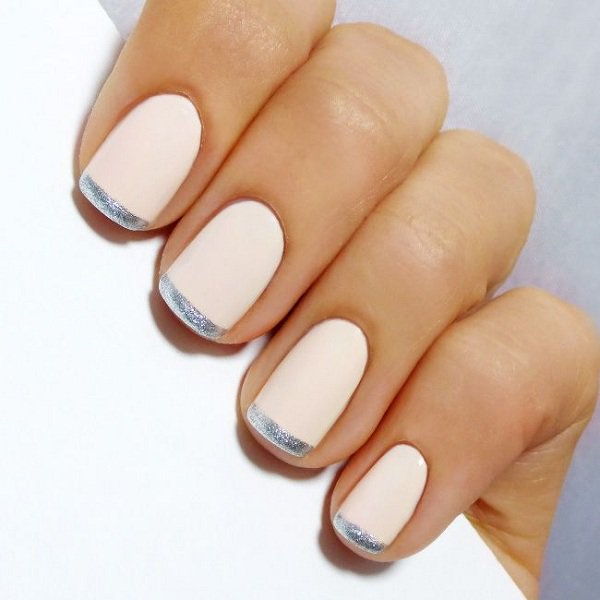 Bela French nails with silver stripes