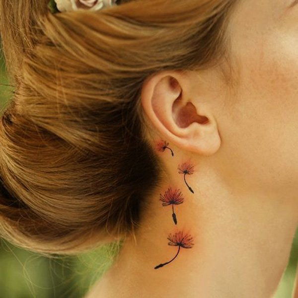 Mantis tattoo behind ear