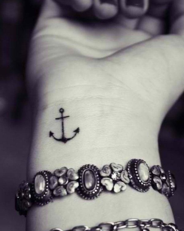 srčkan anchor wrist tattoo design