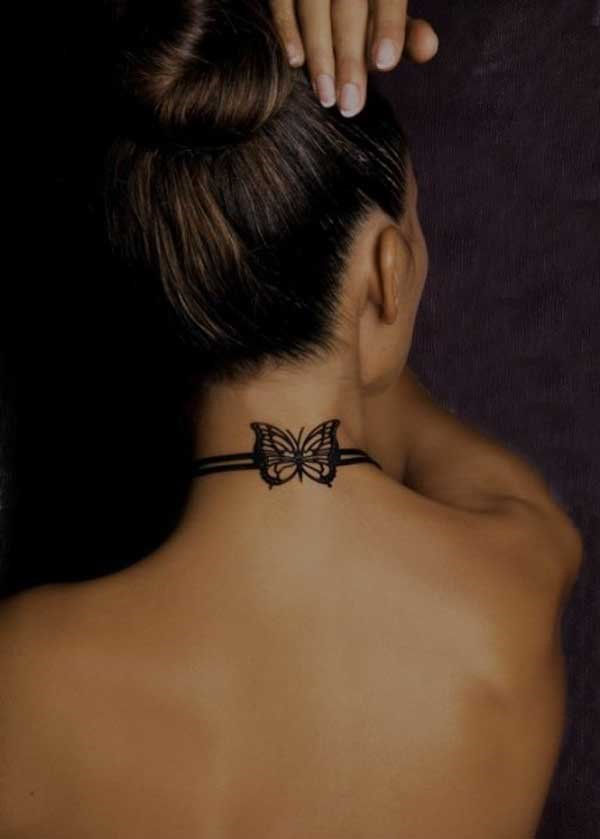 metulj neck tattoo-for girls