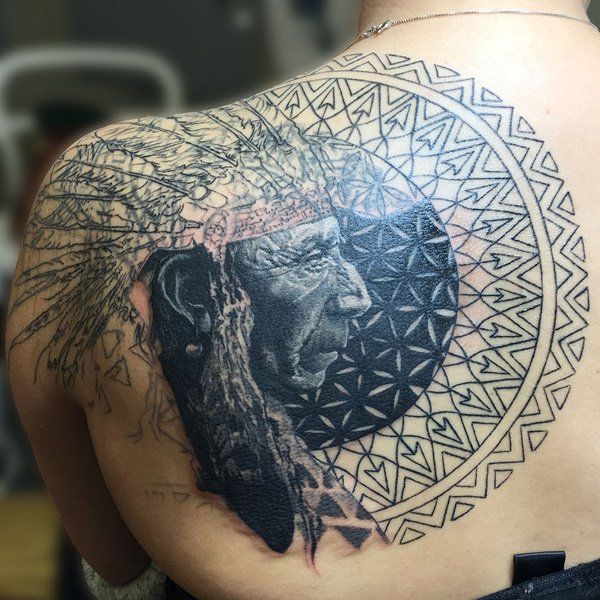 Native American Back Tattoo-1