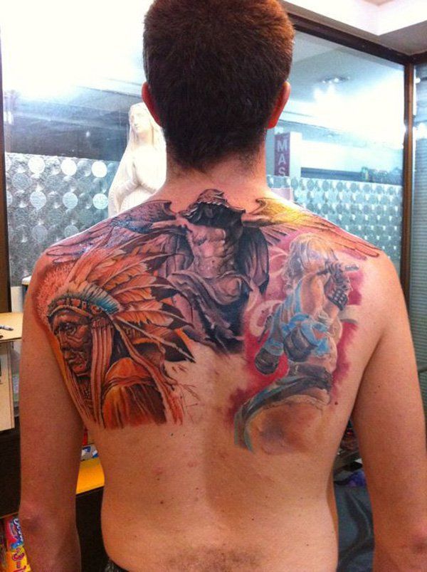 Native American Back Tattoo-8