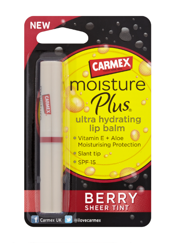 Carmex moisture plus berry sheer tinted lip balm