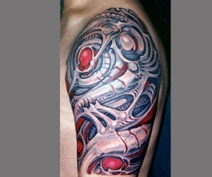 Árnyékolt Bio Mechanical Tattoo Design