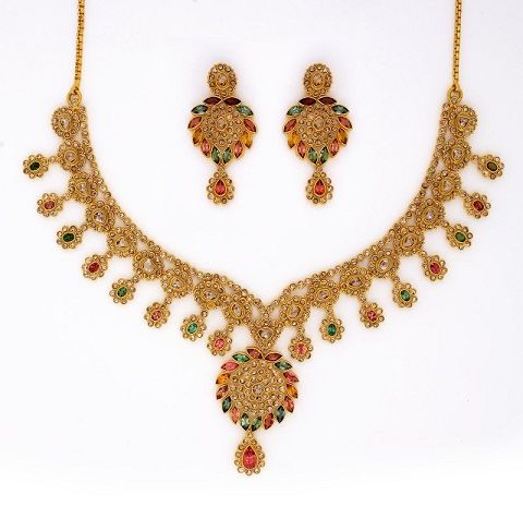 Polki Diamond Gold Necklace Design